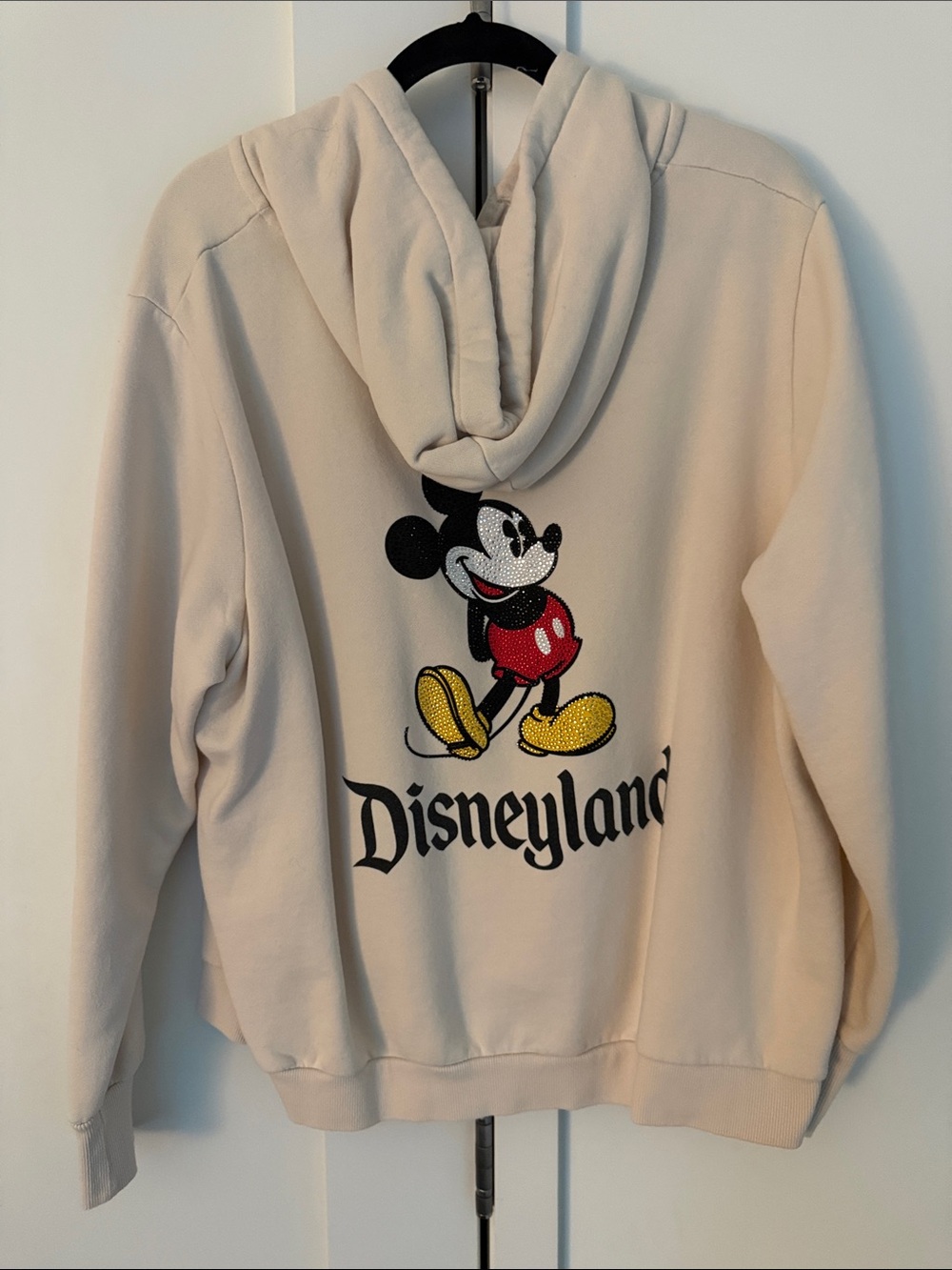 Disney Mickey Mouse Cream Zip-Up Hoodie with Rhinestone Disneyland Logo